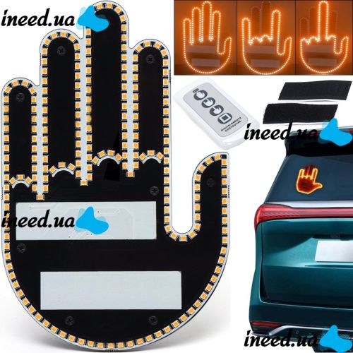 LED Hand Fun Gesture Hand LED-palm with Velcro gestures with backlight, car sign on the rear window in the car interior with remote control