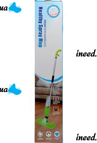 Швабра з розпилювачем і ємністю для води Healthy Spray MOP 350 мл портативна швабра спрей з насадкою з мікрофібри для прибирання та миття підлоги Зелена