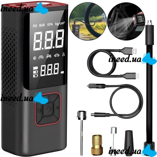 Car Compressor Car Air Pump ATJ-6988 Rechargeable Car Compressor with LCD Monitor, Portable Tire Pump for Car and Bicycle