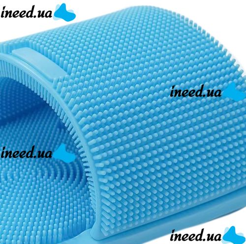 Силіконовий масажний ляпас Massage Slipper Tatboomu для масажу стоп ніг, тапочок 28.5х13.5 см з акупунктурним ефектом з силікону для душу Синій