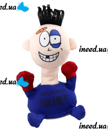 М'яка іграшка антистрес Stress-Max Punch Me 02 вдар мене зі звуком, лялька для биття на присосках зі звуковими ефектами 20 см