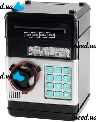 Дитяча електронна скарбничка сейф Mony Safe, купюроприймач, банкомат, з кодовим замком для паперових купюр, монет на батарейках Piggy number Bank