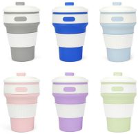 Collapsible Silicone Thermo Cup Collapsible SL-100 350 ml, Silicone Folding Transformer Cup with Lid Silicon Magic Cup with Plastic Rim