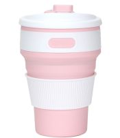 Collapsible Silicone Thermo Cup Collapsible SL-100 350 ml, Silicone Folding Transformer Cup with Lid Silicon Magic Cup with Plastic Rim