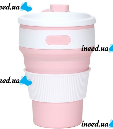 Collapsible Silicone Thermo Cup Collapsible SL-100 350 ml, Silicone Folding Transformer Cup with Lid Silicon Magic Cup with Plastic Rim