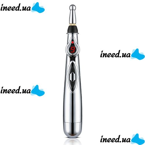 Акупунктурний масажер у формі ручки Massager Pen DF-618, прилад для точкового масажу всього тіла Сірий, електронна акупунктурна ручка для обличчя