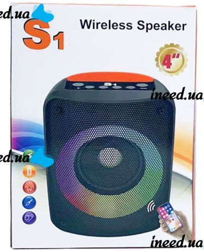 JBK-S1 Wireless Bluetooth Speaker with RGB LED Backlight and Power Bank Function, Rechargeable Bluetooth Speaker USB AUX for Android IOS Black
