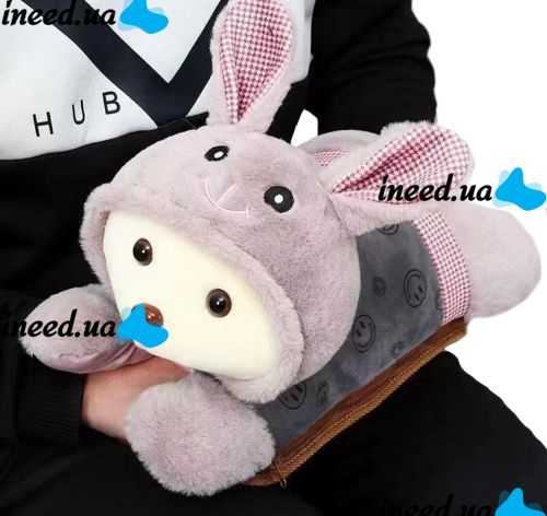 М'яка іграшка Зайчик TaoBao подвійна водяна муфта з підігрівом для рук 500W, електрична грілка у формі зайчика для зігрівання рук від мережі 220V