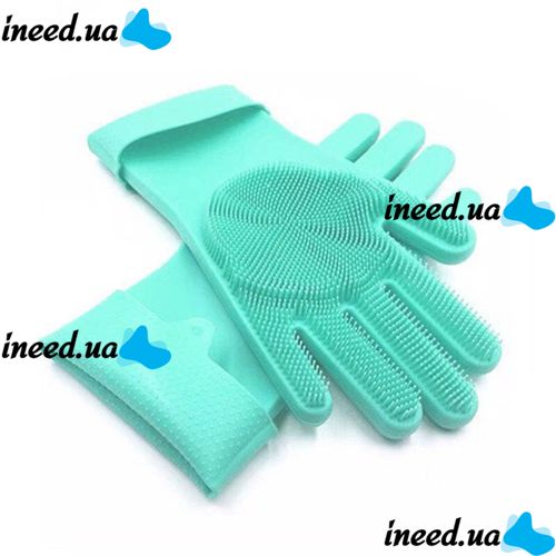 Рукавички губка з ворсинками для миття посуду, універсальні Kitchen Gloves, силіконові рукавички з щіткою для тварин, рукавички губки кухонні