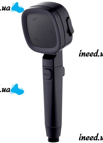 Квадратна насадка високого тиску Water Shower Head RD-3042 4 режими з кнопкою включення для душу, лійка з перемикачем і фільтром Чорна