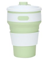 Collapsible Silicone Thermo Cup Collapsible SL-100 350 ml, Silicone Folding Transformer Cup with Lid Silicon Magic Cup with Plastic Rim