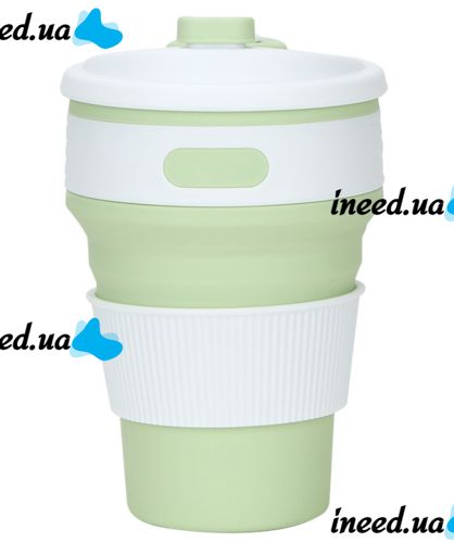Collapsible Silicone Thermo Cup Collapsible SL-100 350 ml, Silicone Folding Transformer Cup with Lid Silicon Magic Cup with Plastic Rim