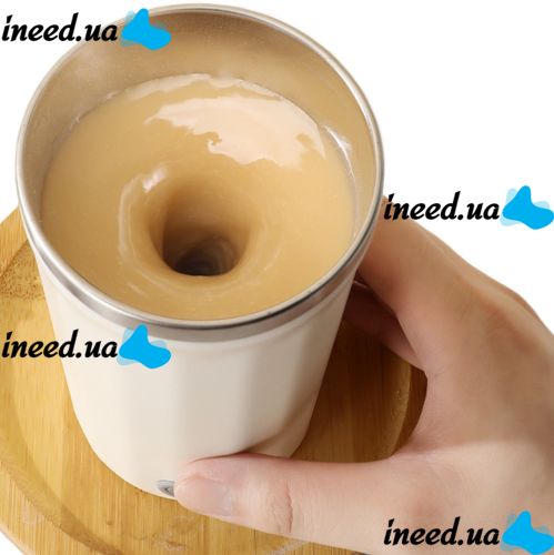 Автоматична чашка мішалка з кришкою Self Stirring Coffee Cup AND945 400 мл з міксером для розмішування кави та чаю, Термокружка з автосмешиванием