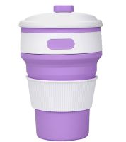 Collapsible Silicone Thermo Cup Collapsible SL-100 350 ml, Silicone Folding Transformer Cup with Lid Silicon Magic Cup with Plastic Rim
