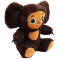 Children's Soft Toy Cheburashka 25 cm Plush Cuddle Pillow Kawaii baby kids with big eyes and ears for Children from 3 years Old Brown