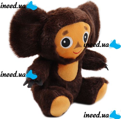 Children's Soft Toy Cheburashka 25 cm Plush Cuddle Pillow Kawaii baby kids with big eyes and ears for Children from 3 years Old Brown