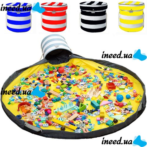 Organizer Basket with Play Mat for Storing and Quickly Collecting Children's Toys 2 in 1, Folding Bag, Play bag, Organizer Bag with Lid