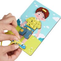 Educational designer Personages Threading Plate MZM15 38 details depicting characters made of wood, A character creation puzzle for children