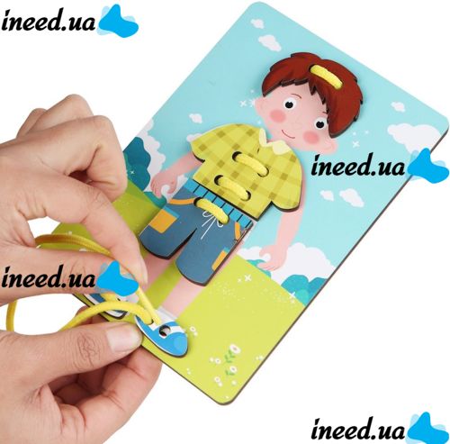 Educational designer Personages Threading Plate MZM15 38 details depicting characters made of wood, A character creation puzzle for children