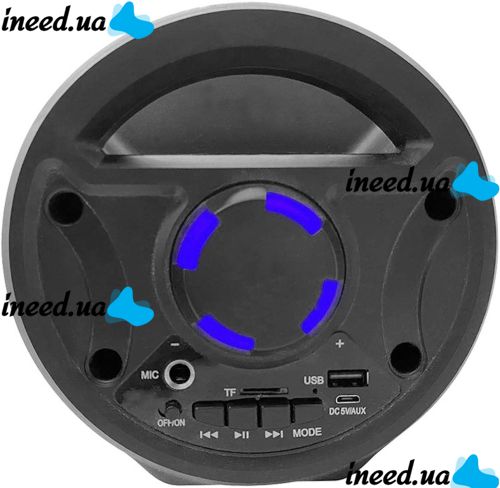 Бездротова Bluetooth колонка динамік SoonBox S4403 з LED підсвічуванням 10W і мікрофоном, акумуляторна блютуз акустика караоке USB SD FM AUX Чорна