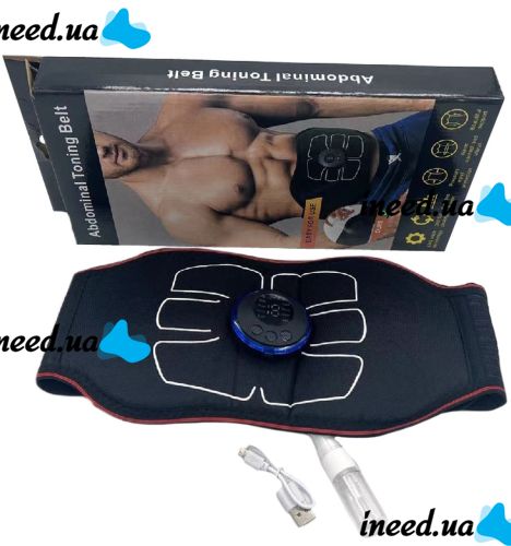 Electric Abdominal Stimulator Belt Abdominal Toning Belt NY-82, Massager Myostimulator W24 for Abdominal Muscles with 6 Modes from USB Black