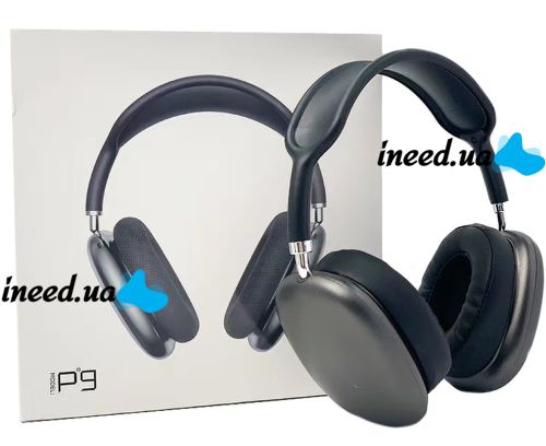 Overhead Wireless Bluetooth Headphones Macaron P9 Max with Aux, Full-size Bluetooth Stereo Headphones with microSD Memory Card Slot, TF Card Black