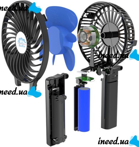 Ручний міні вентилятор Handy Mini Fan WX - 6508 USB акумуляторний настільний вентилятор трансформер зі складною ручкою і знімним акумулятором