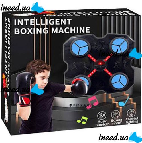 Настенный музыкальный тренажер для бокса Music Boxing Machine CD18 с RGB подсветкой и перчатками, Настенная боксерская мишень с музыкой для детей