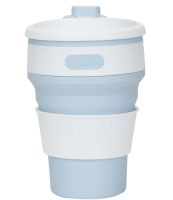 Collapsible Silicone Thermo Cup Collapsible SL-100 350 ml, Silicone Folding Transformer Cup with Lid Silicon Magic Cup with Plastic Rim