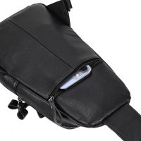 Мужская сумка бананка Jasper L99810-b через плечо на 2 отделения с USB портом, Нагрудная сумка Джаспер из искусственной кожи Черная