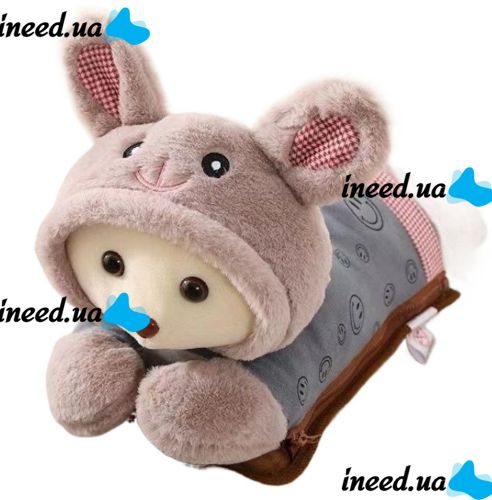 М'яка іграшка Зайчик TaoBao подвійна водяна муфта з підігрівом для рук 500W, електрична грілка у формі зайчика для зігрівання рук від мережі 220V