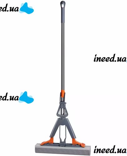 Телескопічна губчаста швабра Joybos With Bucket Z43 з віджимом для вологого прибирання, швабра натирач 129 см з насадкою 28см для миття підлоги сіра