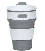 Collapsible Silicone Thermo Cup Collapsible SL-100 350 ml, Silicone Folding Transformer Cup with Lid Silicon Magic Cup with Plastic Rim