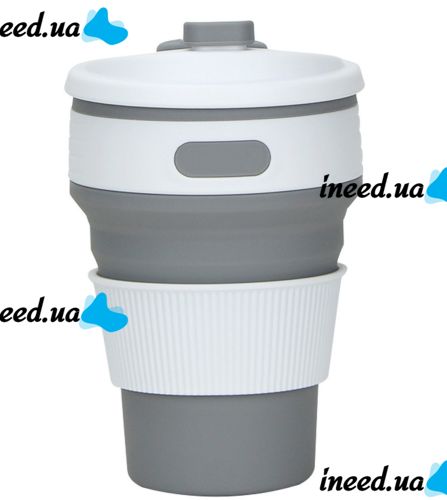 Collapsible Silicone Thermo Cup Collapsible SL-100 350 ml, Silicone Folding Transformer Cup with Lid Silicon Magic Cup with Plastic Rim