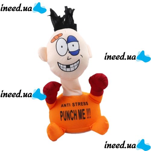 М'яка іграшка антистрес Stress-Max Punch Me 02 вдар мене зі звуком, лялька для биття на присосках зі звуковими ефектами 20 см