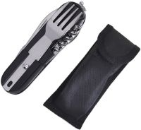 Travel Set of Folding Cutlery 6in1 Explorer MNG-10 Multitool Swiss Fork Spoon Knives Opener Corkscrew for Camping Stainless Steel