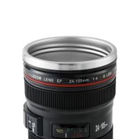 Кружка термос у вигляді об'єктива від фотоапарата Canon EF 24-105, Термокружка об'єктив 350 мл, Термо чашка з кришкою, Чорна