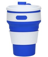 Collapsible Silicone Thermo Cup Collapsible SL-100 350 ml, Silicone Folding Transformer Cup with Lid Silicon Magic Cup with Plastic Rim