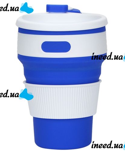 Collapsible Silicone Thermo Cup Collapsible SL-100 350 ml, Silicone Folding Transformer Cup with Lid Silicon Magic Cup with Plastic Rim