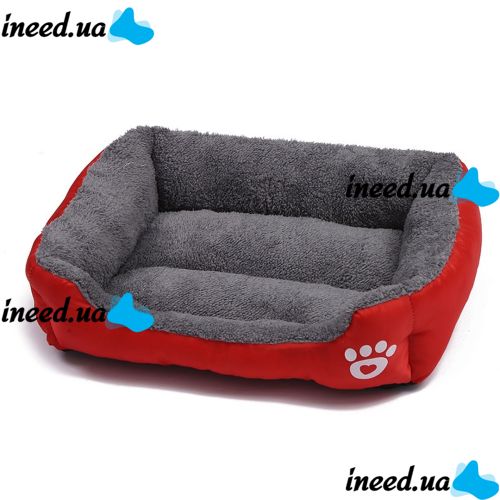 Глибока пухнаста лежанка пуфик для кішки і собаки Pet Hut 44х33 см, М'яка підстилка для собак і кішок, прямокутний лежак для домашніх тварин