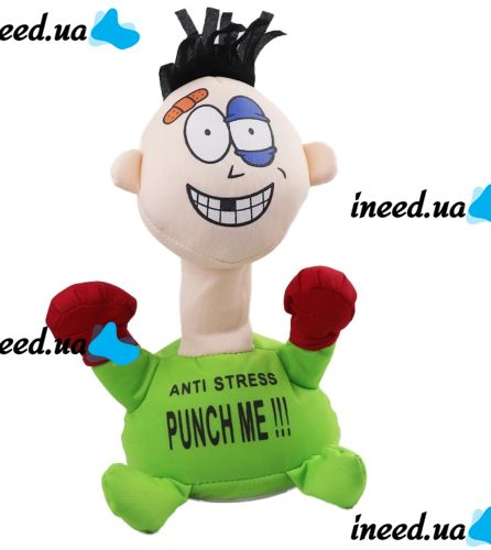 М'яка іграшка антистрес Stress-Max Punch Me 02 вдар мене зі звуком, лялька для биття на присосках зі звуковими ефектами 20 см