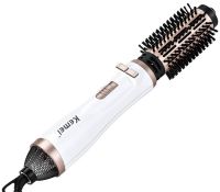 Hair Dryer Styler Brush for Hair Drying Kemei KM-8020 2 in 1, Rotating Curling Brush with nozzle for styling, curling and straightening 1000W White