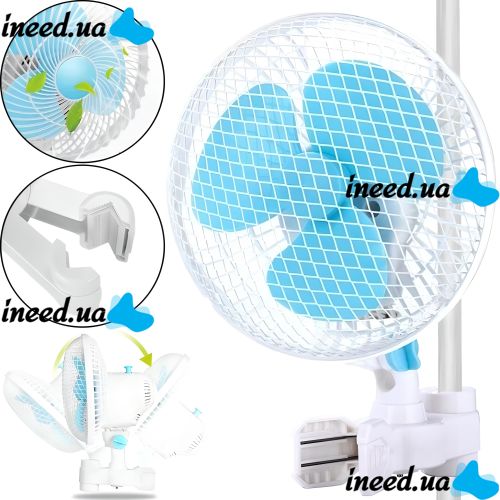 Переносний обертовий вентилятор Vivosun Fan HY-180 20W з прищіпкою для труби 2 швидкості, міні-вентилятор на кліпсі для обдування рослин HY180 Білий