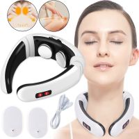 Электрический массажер для шеи Neck Massager HX-5880 импульсный миостимулятор для тела, электростимулятор для шейного отдела 3 режима на аккумуляторе