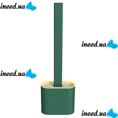 Toilet brush with a flexible silicone flat brush for cleaning the toilet bowl NJ-497 Green with wall mounting, hinged brush 10 x 4.5 x 36 cm