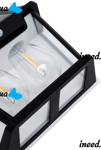 Вуличний настінний світильник Coba Solar Wall Lamp HW-888 - 2W акумуляторний підвісний ліхтар на сонячній батареї з датчиком руху 2 лампи 3 режими
