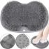 Silicone Massage Mat Cleaner Brush Shower Foot Scrubber Mat LY-379 Grey for Back and Legs with Suction Cups, Wall-mounted Non-slip Washcloth for Shower Grey