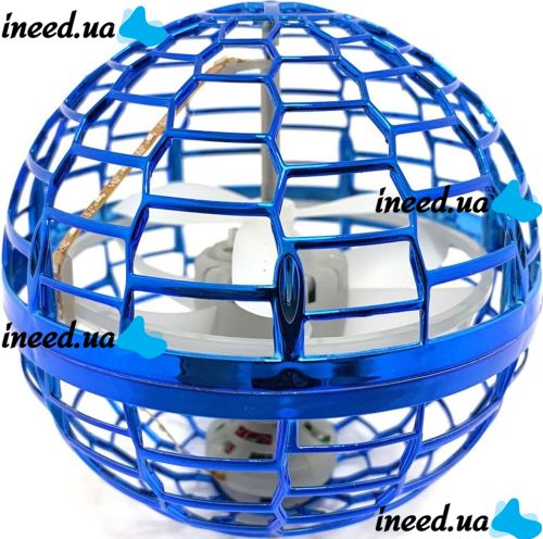 Світиться літаючий куля спиннер FlyNova pro Gyrosphere USB з LED підсвічуванням, інтерактивна іграшка левітуючий м'яч бумеранг 95мм для дітей Синій