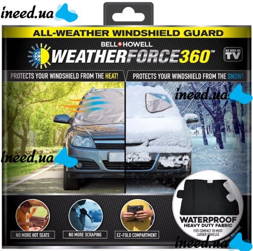 Protective cover against freezing on the windshield of a car Weather Force 360 all-season mat cover on the windshield from snow, ice and sun 160x120 cm