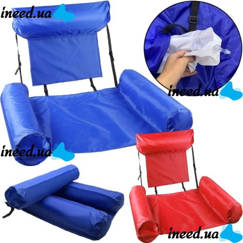 Inflatable Swimming Seat Swimming Pool Float Chair Beach Water Chair Pool Hammock, Folding Floating Chair, Hammock Chair Blue Red